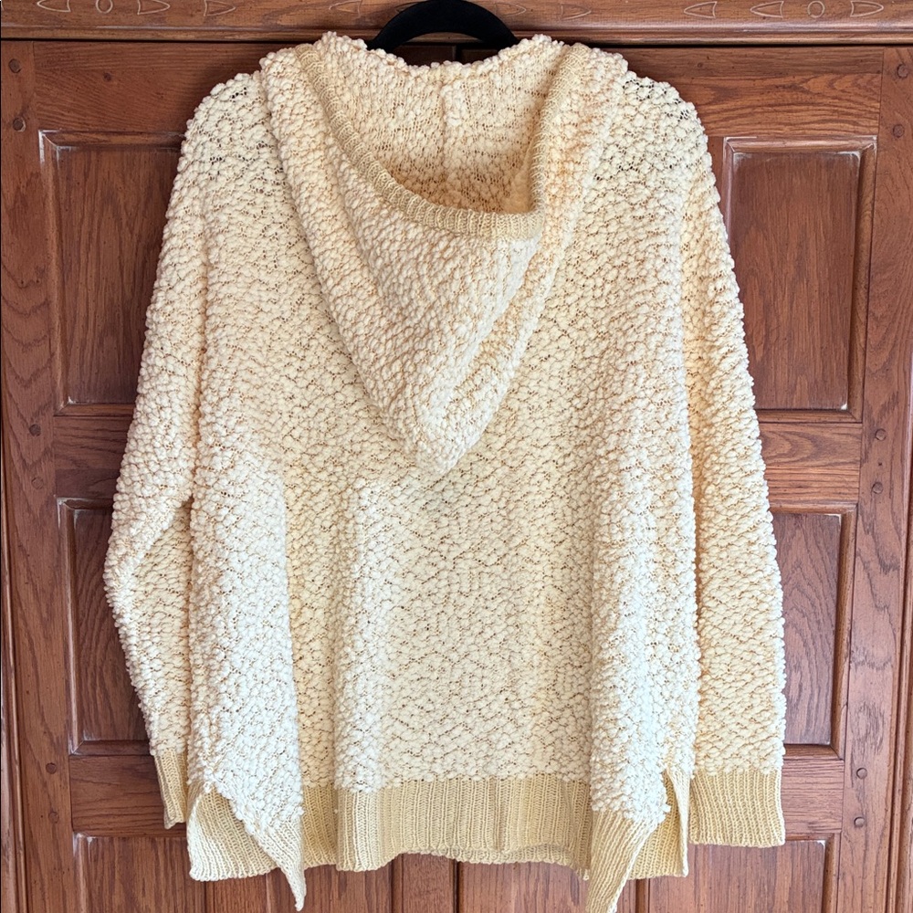 Oversized Sunshine Yellow Miracle Popcorn-Knit Hoodie Sweater Size S/M - Picture 5 of 5